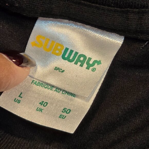 Subway Shirt Mens Large Black Graphic Logo Short Sleeve Crewneck Advertising - Picture 8 of 9